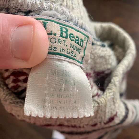 Vintage LL BEAN Mens Size Large Tall Fair Isle Nordic Wool  Made in USA - Picture 2 of 6